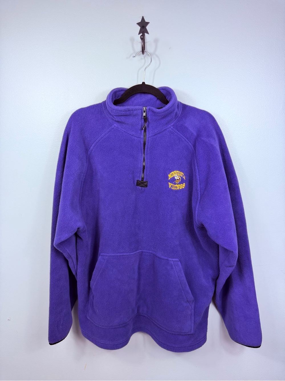 Vintage Minnesota Vikings NFL Fleece Pullover Sweatshirt Mens XL Purple 1/4 Zip